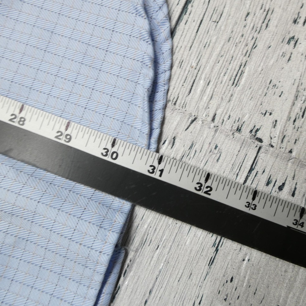 Kenneth Roberts Platinum Dress Shirt Mens Large Blue Herringbone Long Sleeve - Picture 9 of 9